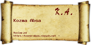 Kozma Absa névjegykártya